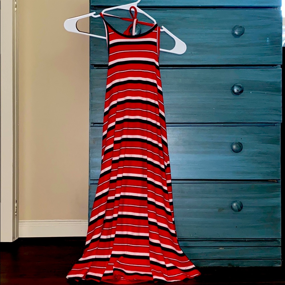 Red white and blue backless sundress